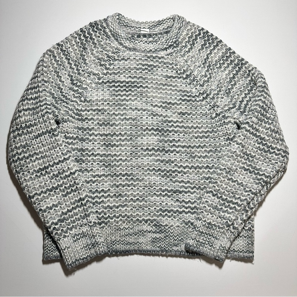 Gap Chunky Knit Heathered Gray Raglan Crewneck Sweater - Womens Large Tall